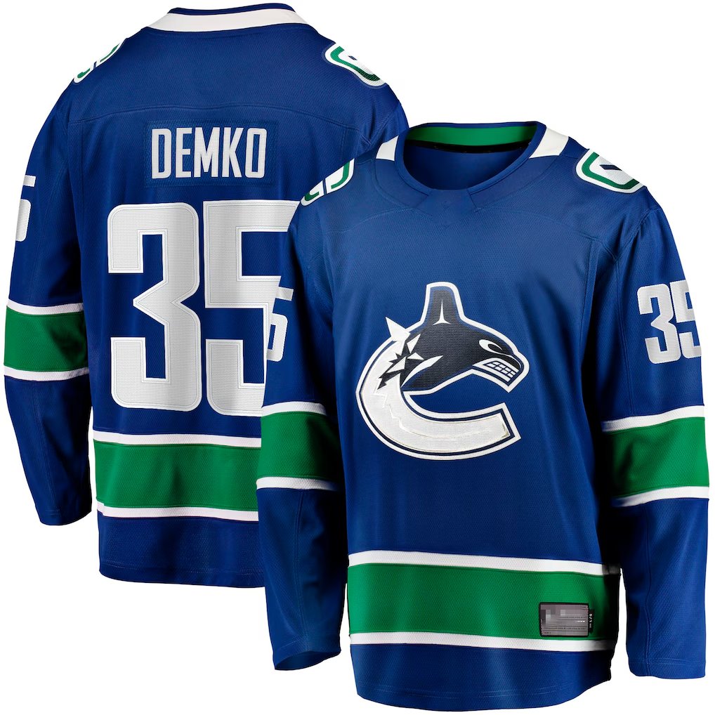 Friene V.Canucks #35 Thatcher Demko Blue Home Breakaway Jerseys