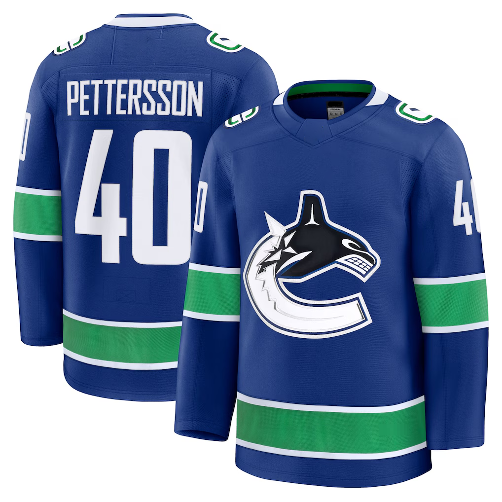 Friene V.Canucks #40 Elias Pettersson Blue Home Premium Jerseys