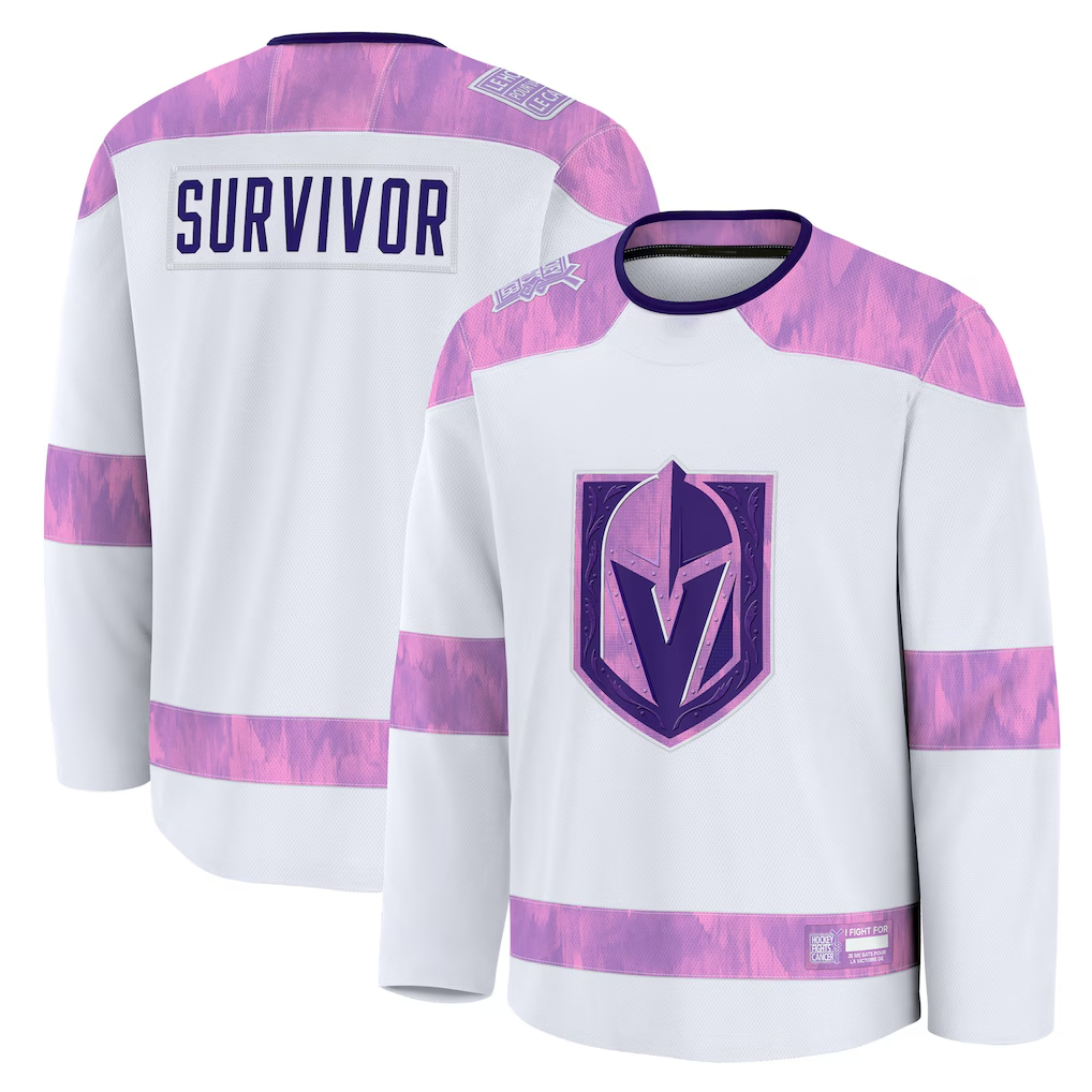 Friene VG.Knights White Hockey Fights Cancer Survivor Practice Jerseys