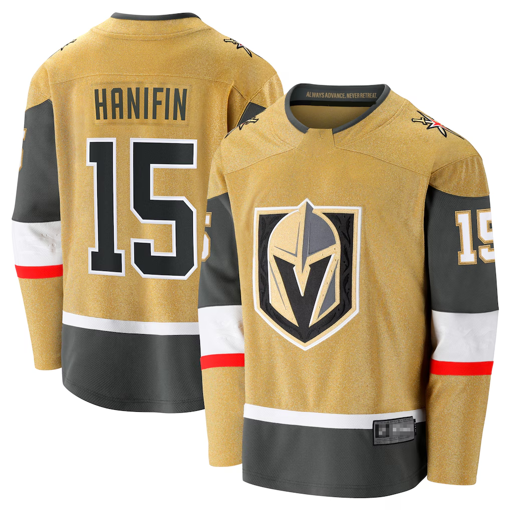 Friene VG.Knights #15 Noah Hanifin Gold Home Breakaway Jerseys