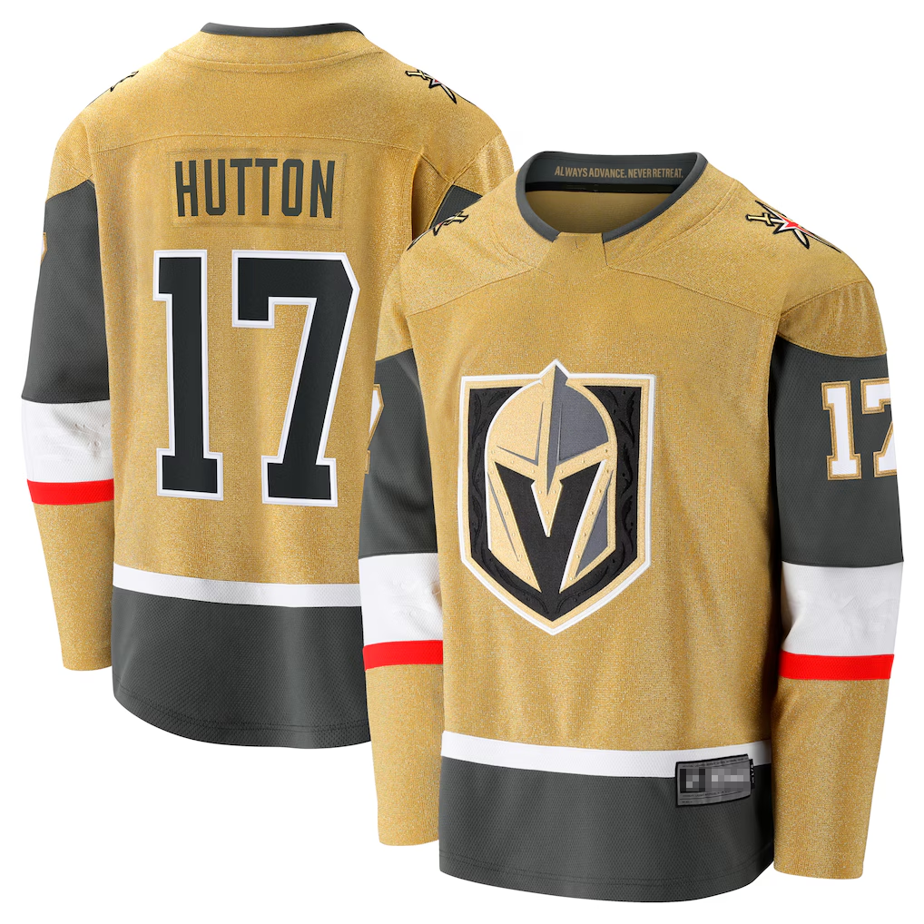 Friene VG.Knights #17 Ben Hutton Gold Home Premier Breakaway Player Jerseys