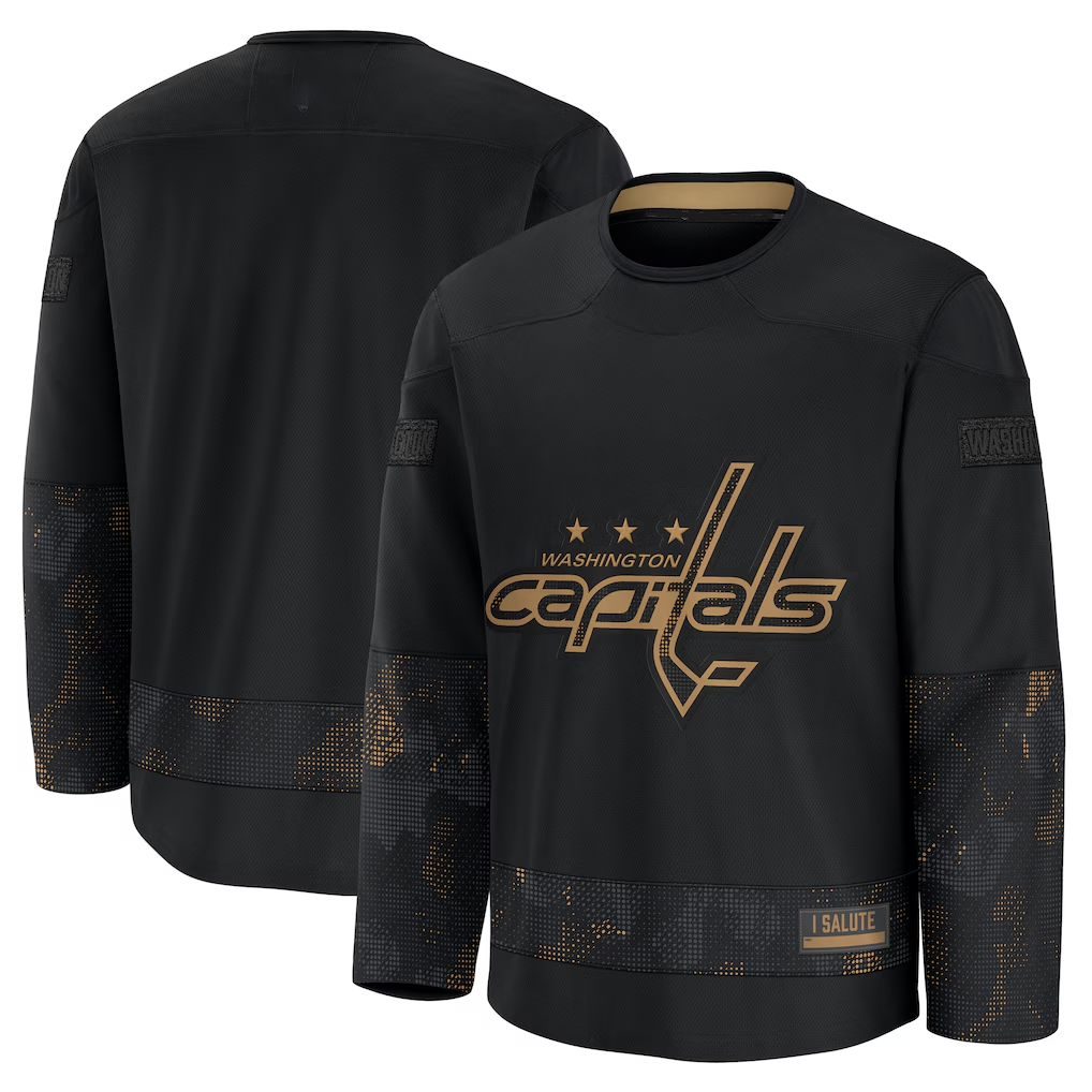 Friene W.Capitals Black 2024 Military Appreciation Practice Jerseys