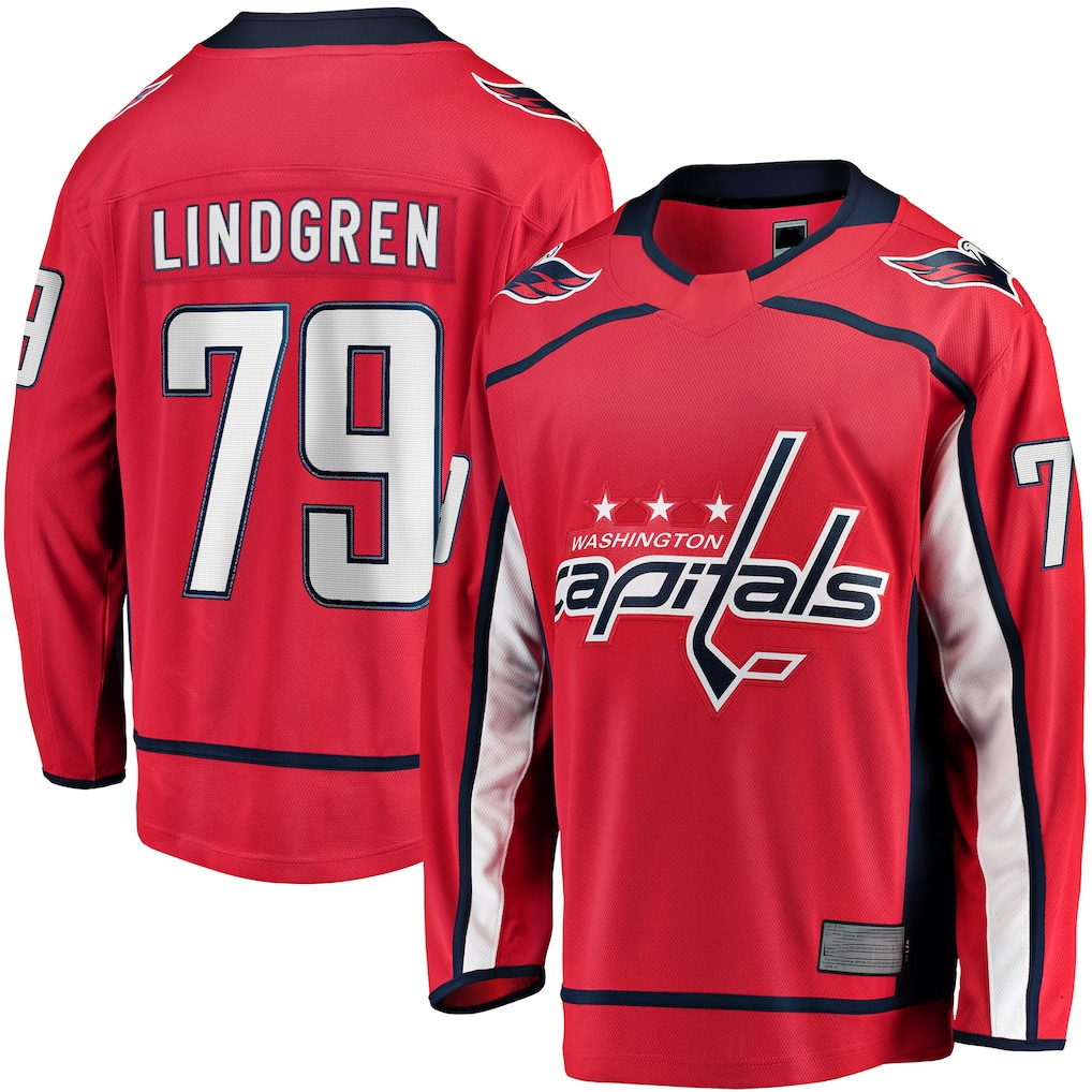 Friene W.Capitals #79 Charlie Lindgren Red Home Breakaway Player Jerseys