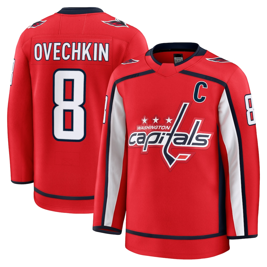 Friene W.Capitals #8 Alexander Ovechkin Red Home Premium Jerseys