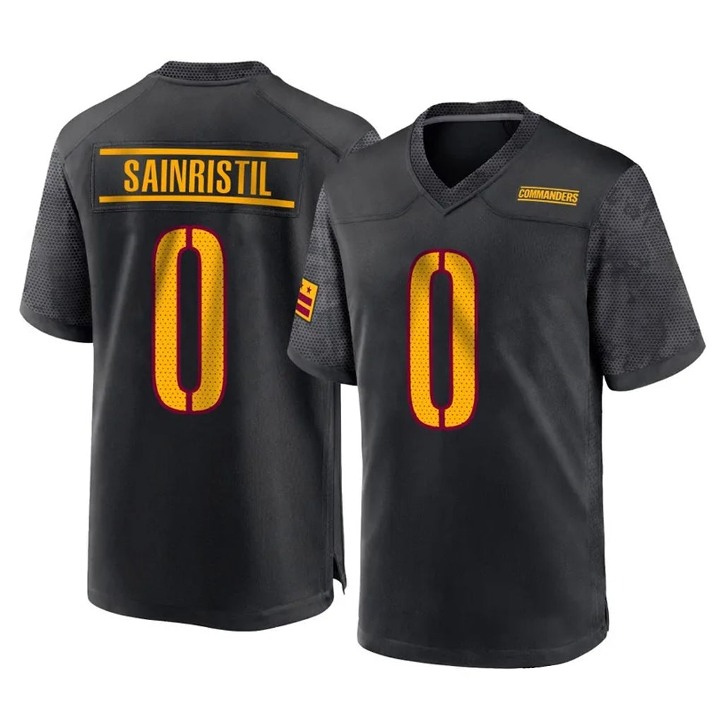 Friene W.Commanders #0 Mike Sainristil Player Black Home Game Stitched Jerseys