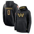 Friene W.Commanders #0 Mike Sainristil Player Black Salute to Service Performance Pullover Hoodies Home Game Stitched Jerseys