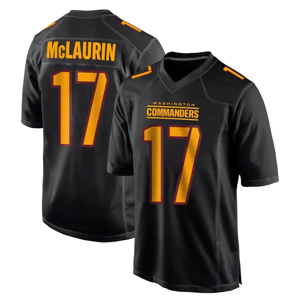 Friene W.Commanders #17 Terry Mclaurin Player Black Carbon Fashion Home Game Stitched Jerseys
