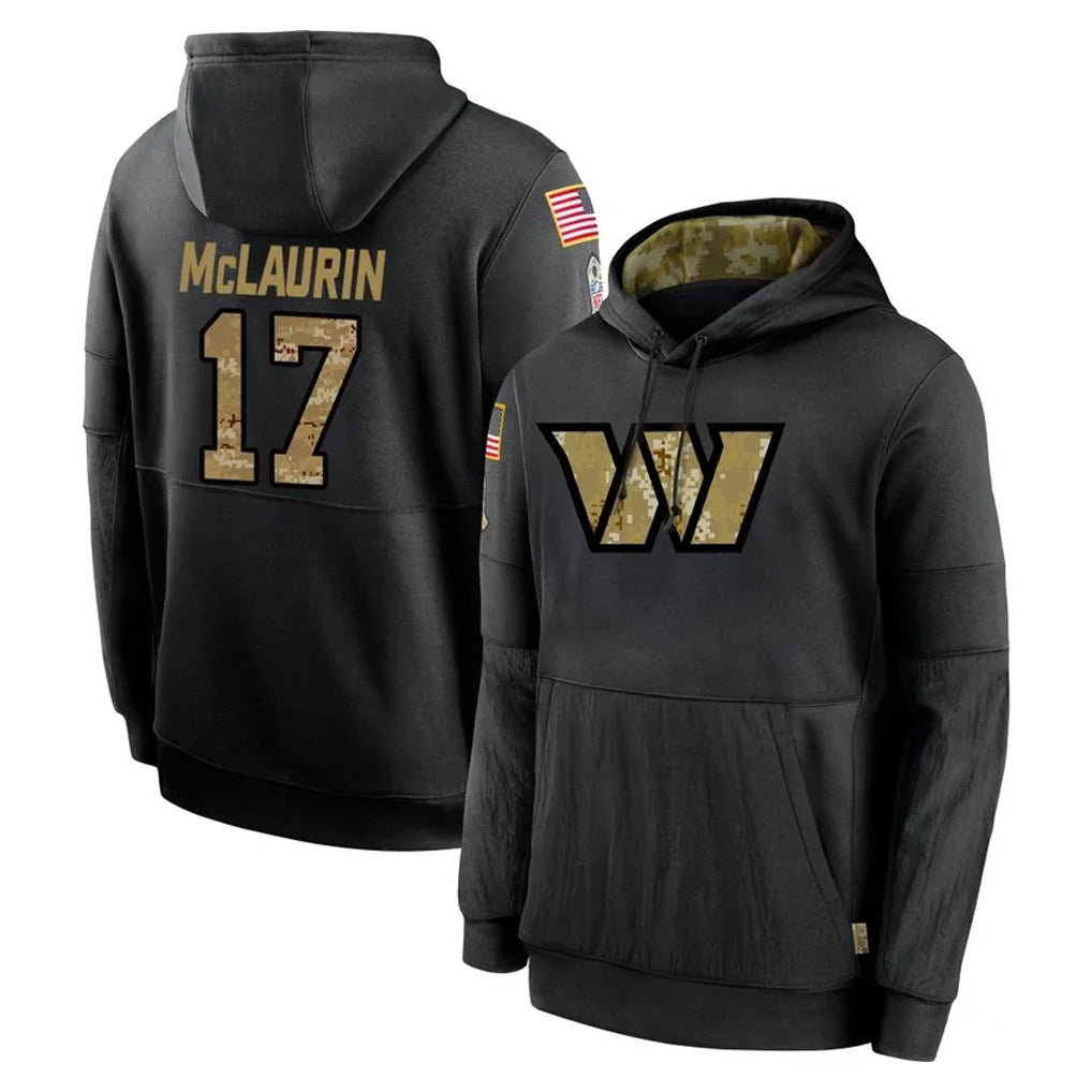 Friene W.Commanders #17 Terry Mclaurin Player Black Salute to Service Performance Pullover Hoodies Home Game Stitched Jerseys