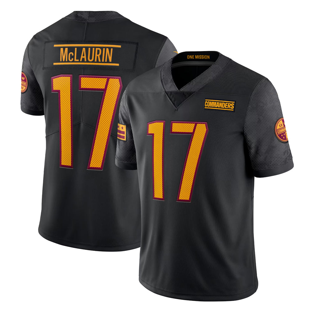 Friene W.Commanders #17 Terry Mclaurin Player Black Vapor Untouchable Home Game Stitched Jerseys