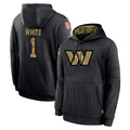 Friene W.Commanders #1 Rachaad White Player Black Salute to Service Performance Pullover Hoodies Home Game Stitched Jerseys