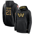 Friene W.Commanders #21 Sean Taylor Player Black Salute to Service Hoodies Stitched Jerseys