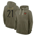 Friene W.Commanders #21 Sean Taylor Player Olive Salute to Service Hoodies Stitched Jerseys