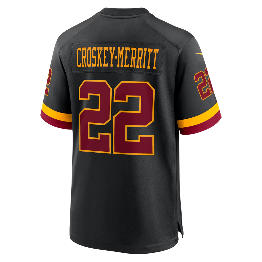 Friene W.Commanders #22 Jacory Croskey-Merritt Black Hail Raiser Alternate Game Stitched Jerseys