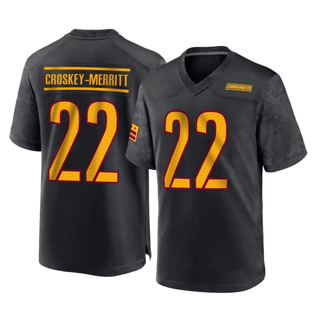 Friene W.Commanders #22 Jacory Croskey-Merritt Player Black Home Game Stitched Jerseys