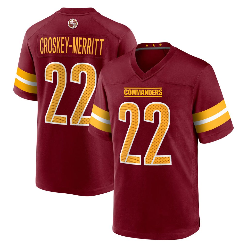 Friene W.Commanders #22 Jacory Croskey-Merritt Player Burgundy Home Game Stitched Jerseys