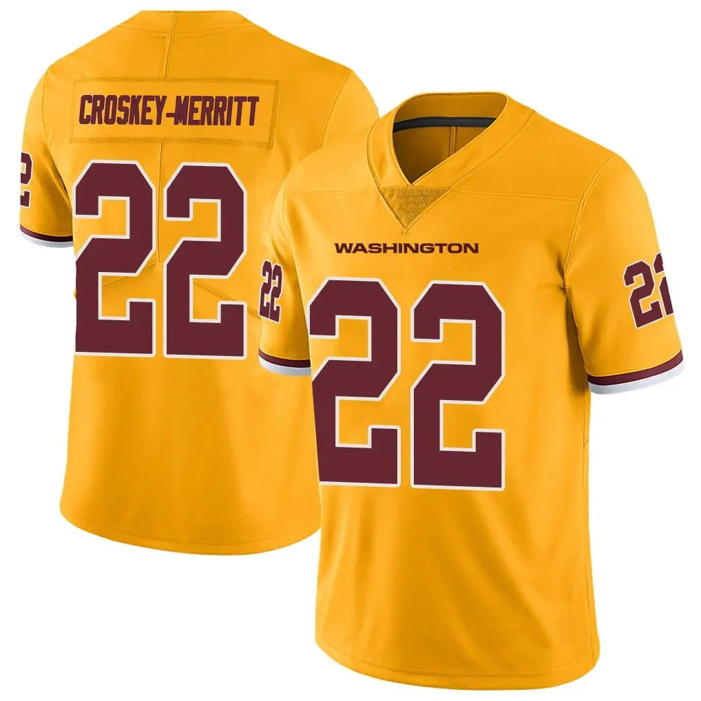 Friene W.Commanders #22 Jacory Croskey-Merritt Player Gold Vapor Limited Stitched Jerseys