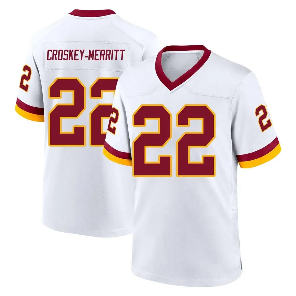 Friene W.Commanders #22 Jacory Croskey-Merritt Player White Home Game Stitched Jerseys