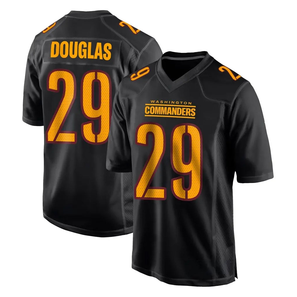 Friene W.Commanders #29 Rasul Douglas Player Black Carbon Fashion Home Game Stitched Jerseys