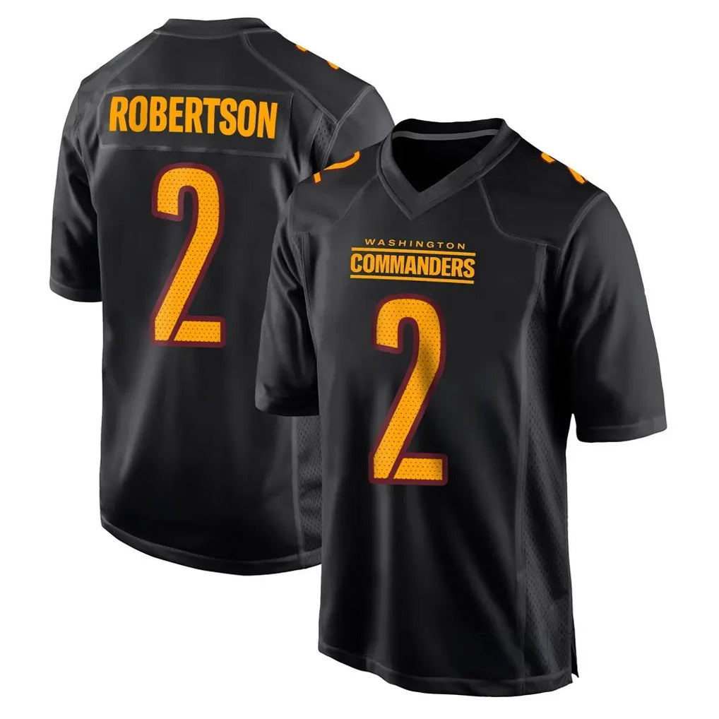 Friene W.Commanders #2 Amik Robertson Player Black Carbon Fashion Home Game Stitched Jerseys