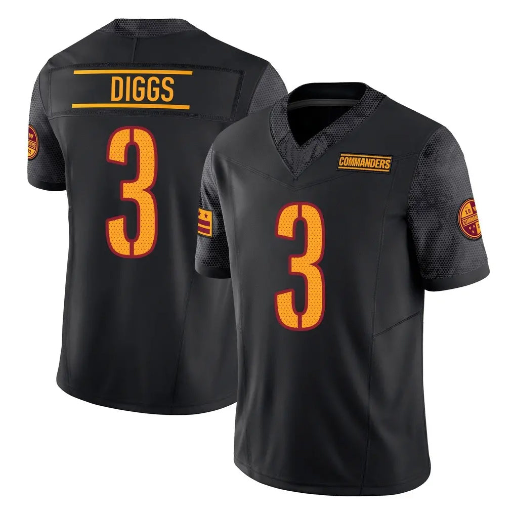 Friene W.Commanders #3 Stefon Diggs Player Black Limited Vapor F.U.S.E. Home Game Stitched Jerseys
