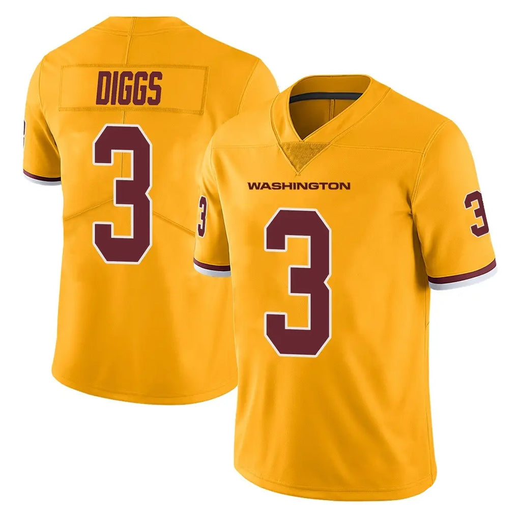 Friene W.Commanders #3 Stefon Diggs Player Gold Limited Color Rush Home Game Stitched Jerseys