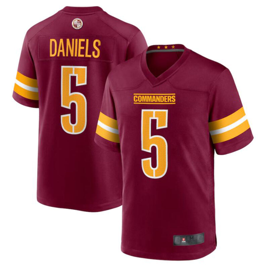 Friene W.Commanders #5 Jayden Daniels Burgundy 2024 Draft First Round Pick Player Game Stitched Jerseys