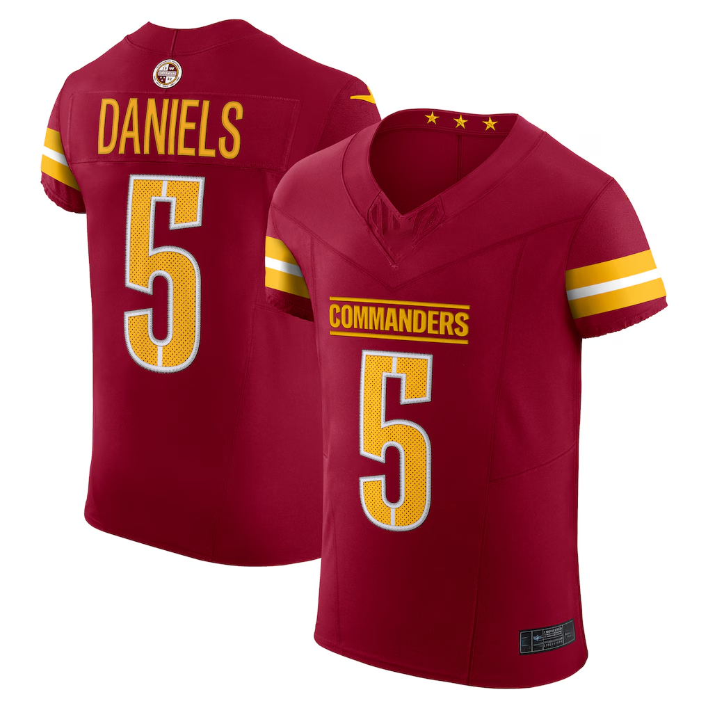 Friene W.Commanders #5 Jayden Daniels Burgundy Team Vapor F.U.S.E. Elite Stitched Jerseys