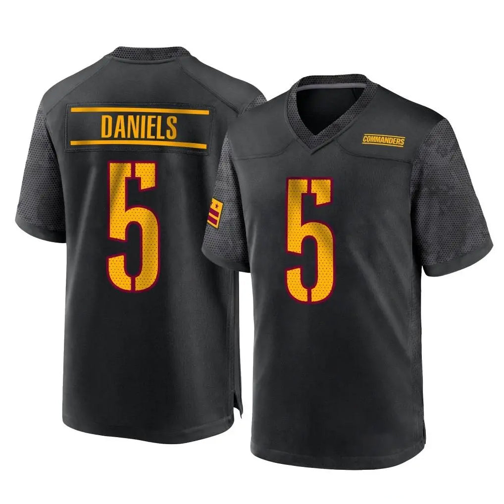 Friene W.Commanders #5 Jayden Daniels Player Black Home Game Stitched Jerseys