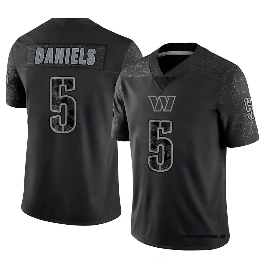 Friene W.Commanders #5 Jayden Daniels Player Black RFLCTV Limited Stitched Jerseys