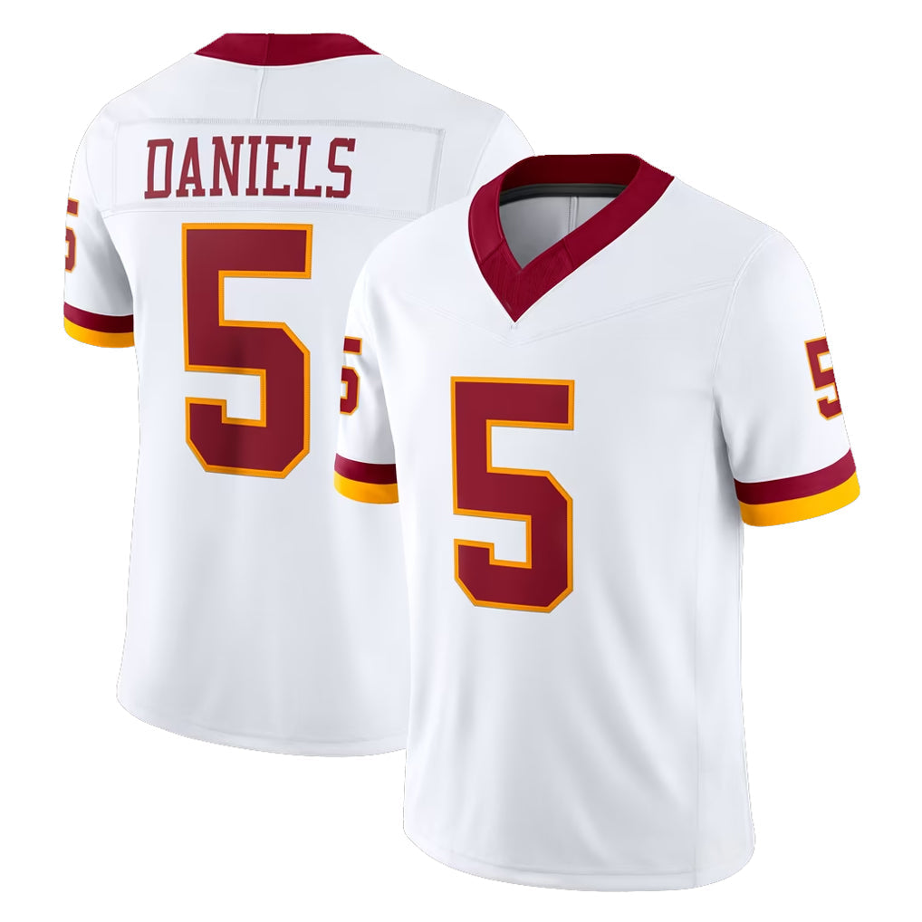 Friene W.Commanders #5 Jayden Daniels Player White Limited Vapor F.U.S.E. Home Game Stitched Jerseys