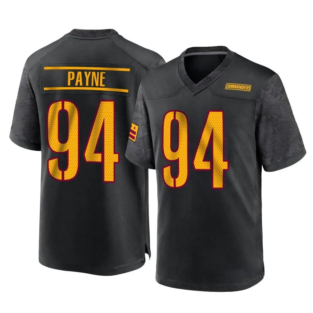 Friene W.Commanders #94 Daron Payne Player Black Home Game Stitched Jerseys