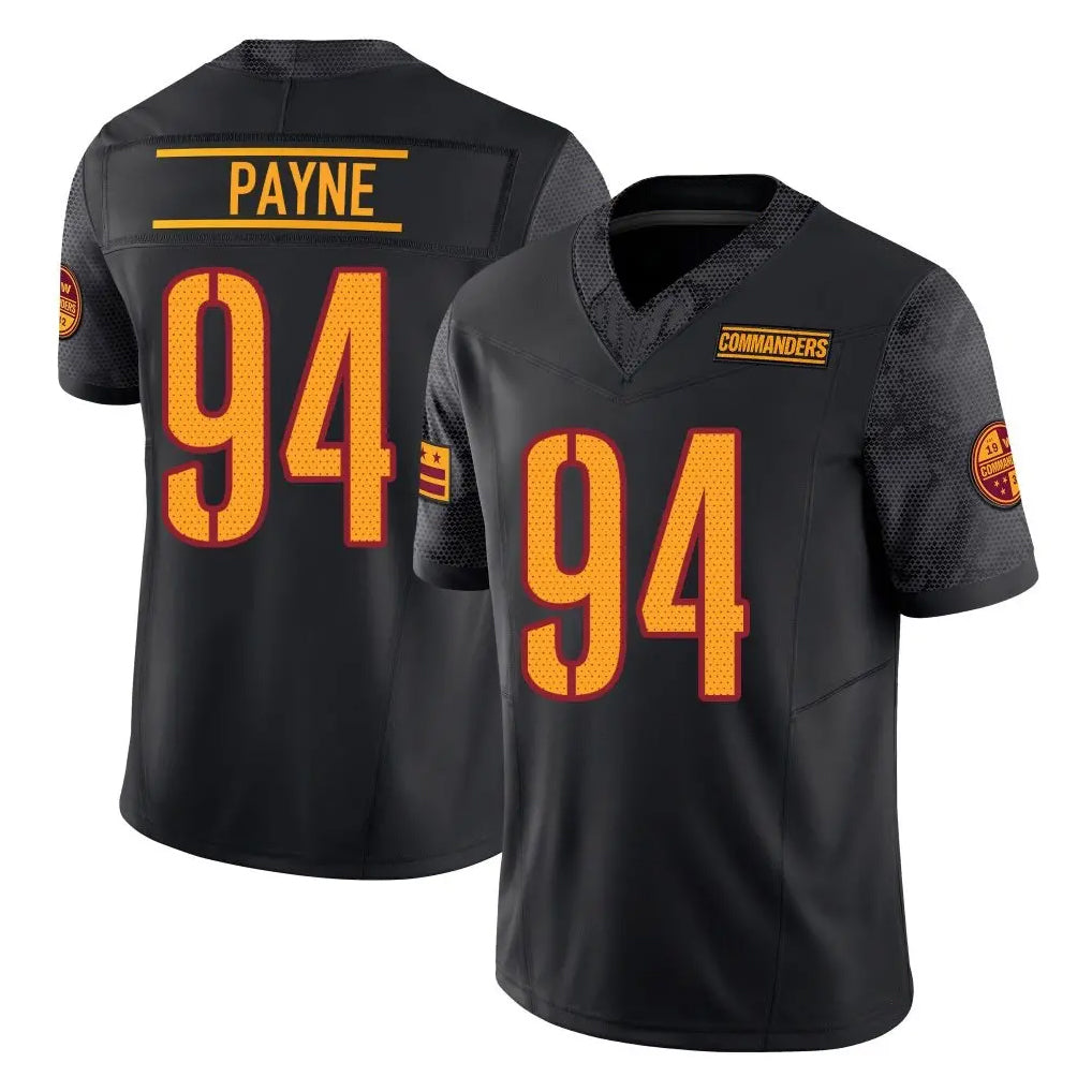 Friene W.Commanders #94 Daron Payne Player Black Limited Vapor F.U.S.E. Home Game Stitched Jerseys