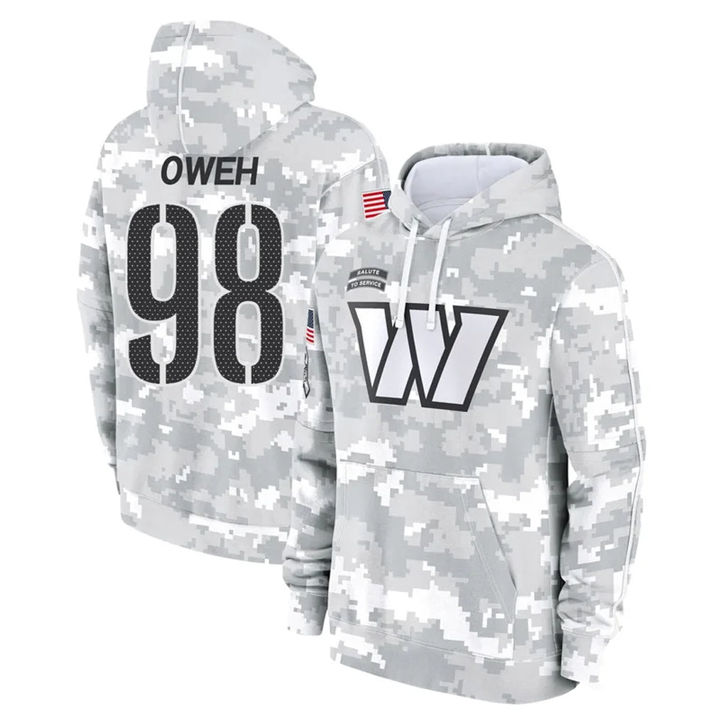 Friene W.Commanders #98 Odafe Oweh Player Arctic Camo Limited Salute to Service Pullover Hoodies Game Stitched Jerseys