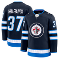 Friene W.Jets #37 Connor Hellebuyck Navy Home Premium Jerseys