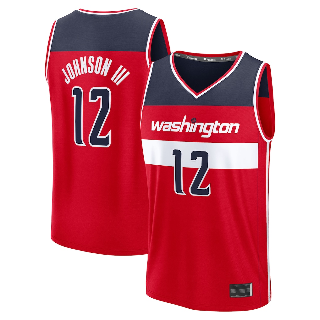 Friene W.Wizards #12 Tre Johnson III Red 2025  Draft First Round Pick Fast Break Replica Jerseys - Icon Edition