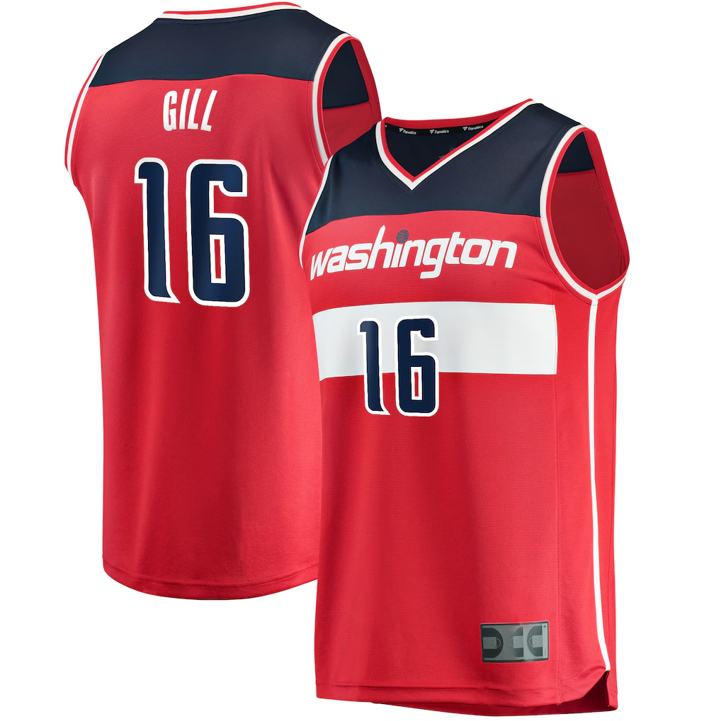 Friene W.Wizards #16 Anthony Gill  Red Fast Break Replica Jerseys - Icon Edition