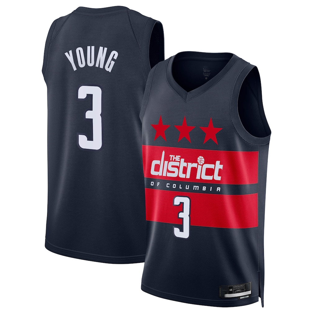 Friene W.Wizards #3 Trae Young Navy Swingman Jerseys - Statement Edition